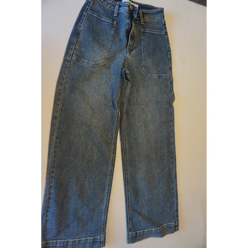 Altar'd State Womens High Rise Wide Leg‎ Patch Pocket Jeans Med Wash Size 25/XS
